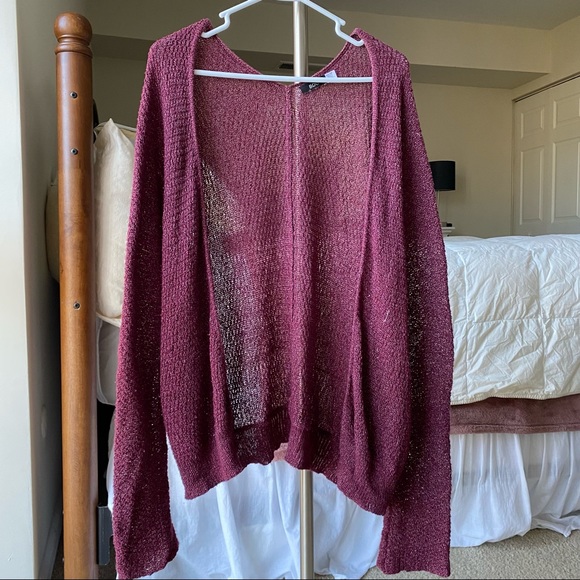 Urban Outfitters BDG Ivy Open Knit Burgundy Cardigan, XS - Picture 3 of 6